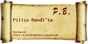Pillis Benáta névjegykártya
